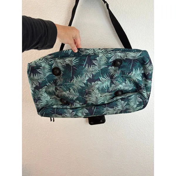 Calpak Travel Duffle Green Blue Black Palm Leaf With Lower Compartment - Image 6