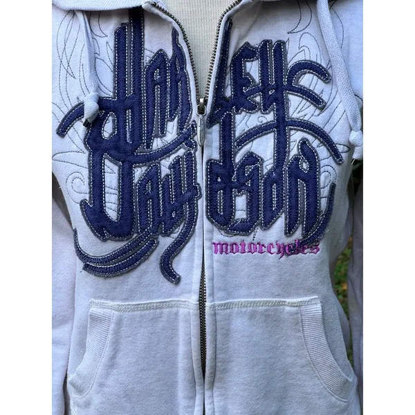 Women's M Harley Davidson Embroidered Zip Front Sherpa Lined Hoodie - Image 2