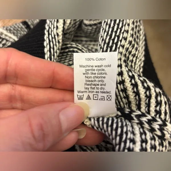 J.Crew Factory 100% Cotton Crew Neck Sweater Women's M Black & Cream Stripped - Image 5