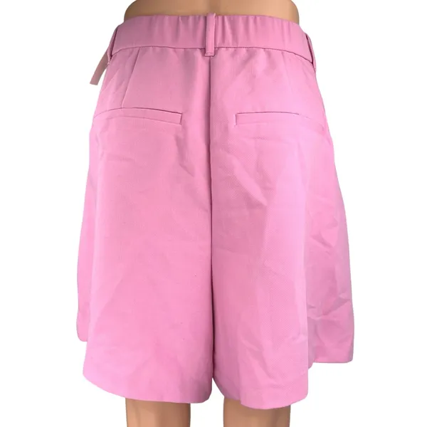 NEW Abercrombie & Fitch Pink High Waist Wide Leg Pleated Zipper Bermuda Shorts L - Image 3