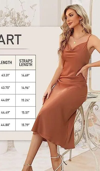 Thanth Women's Sleeveless Spaghetti Strap Satin Dress - Image 3