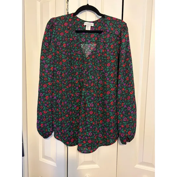 Cupcakes and‎ Cashmere Floral Blouse Womens XL Long Sleeve Keyhole Career - Image 3