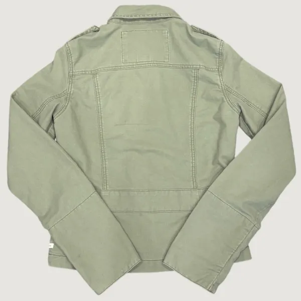 VTG 00s Hollister Co Olive Green Military Utility Jacket Size M Button Up Cotton - Image 2
