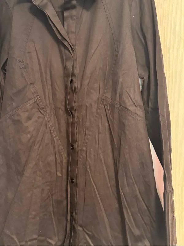 Etcetera Black Tailored Button Down Long Sleeve Collared Tunic Shirt Dress Sz 4 - Image 3