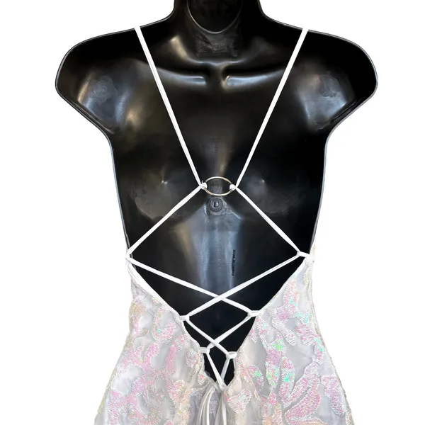 Lucy In the Sky Clarabelle‎ Iridescent Sequin Dress Sz S White Fairy Lace - Image 5