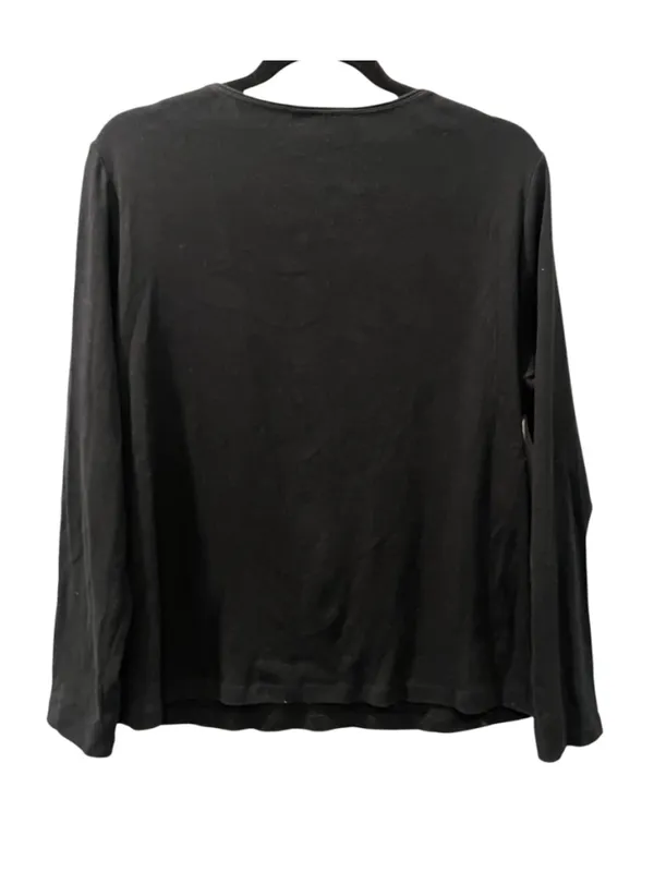 Karen Scott Christmas Top Large L Black Long Sleeve Dog Van Whimsical Snowflakes - Image 2