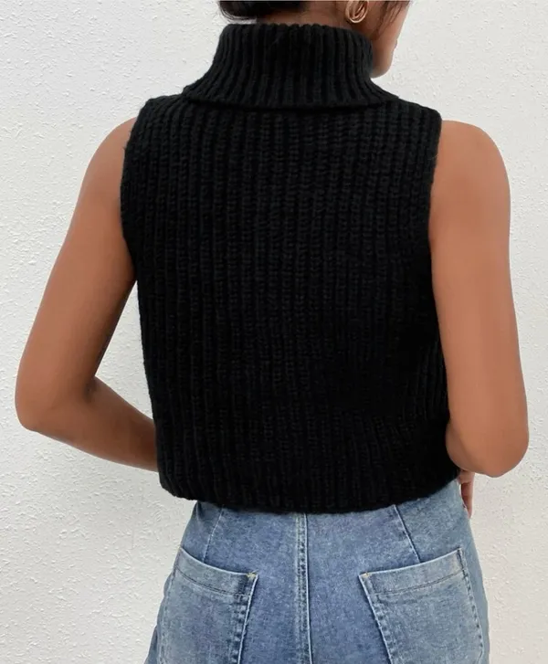 SheIn Sleeveless Turtleneck Sweater - Image 3