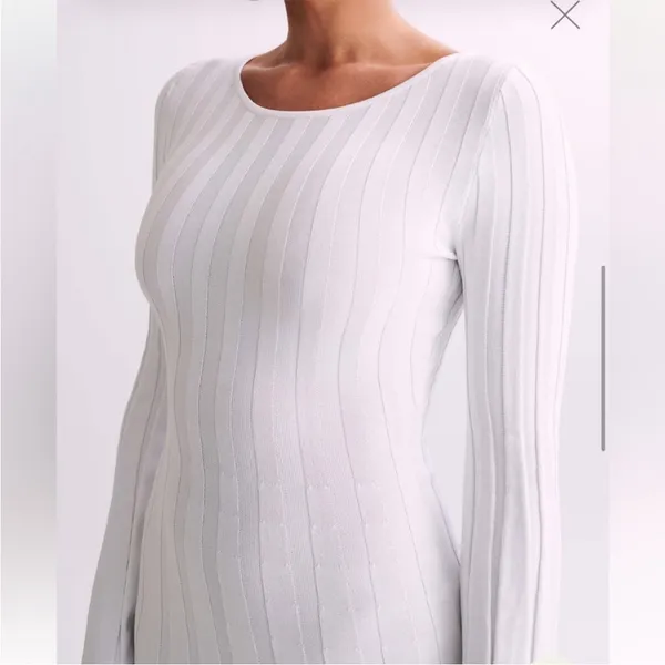 New Meshki Mabel Long Sleeve Knit Maxi Dress white size small - Image 2