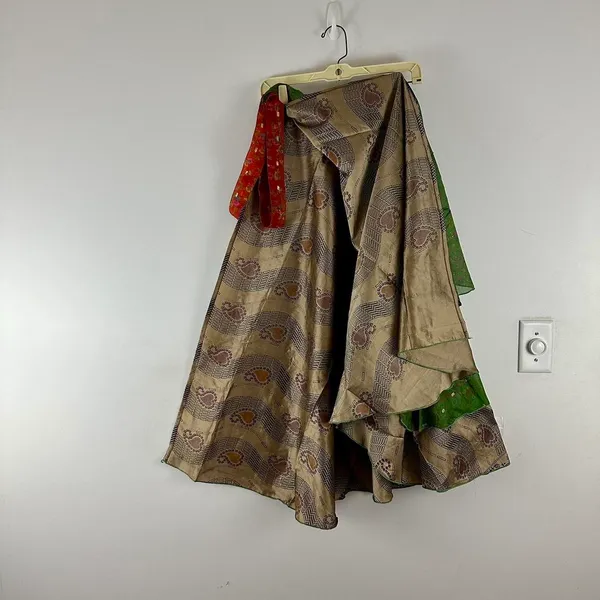 Reversible Maxi Wrap Skirt BINW312 Green - Image 2