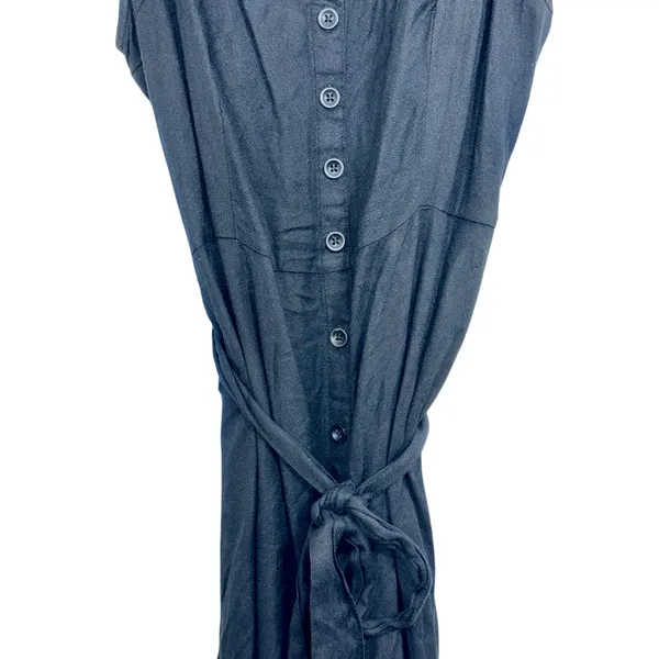 Abercrombie & Fitch Black Button Tie Waist Sleeveless Midi Dress Womens Size M - Image 7