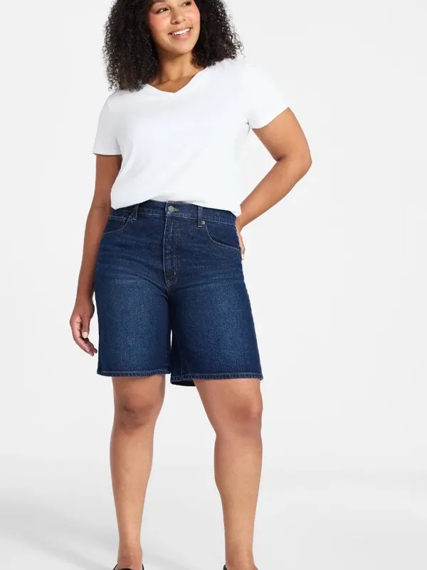 Time and Tru Dark Blue Denim Bermuda Shorts - Image 2
