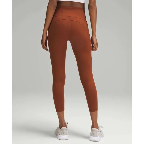 Lululemon Fast and Free High-Rise Crop 23" Size 6 Leggings Dark Terracotta - Image 2