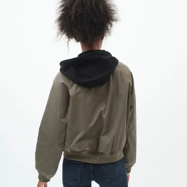 Aeropostale Hooded Bomber Jacket - Green - Large - Image 4