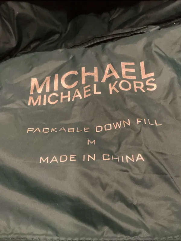Michael Kors packable quilted hooded down filled coat green size medium - Image 6