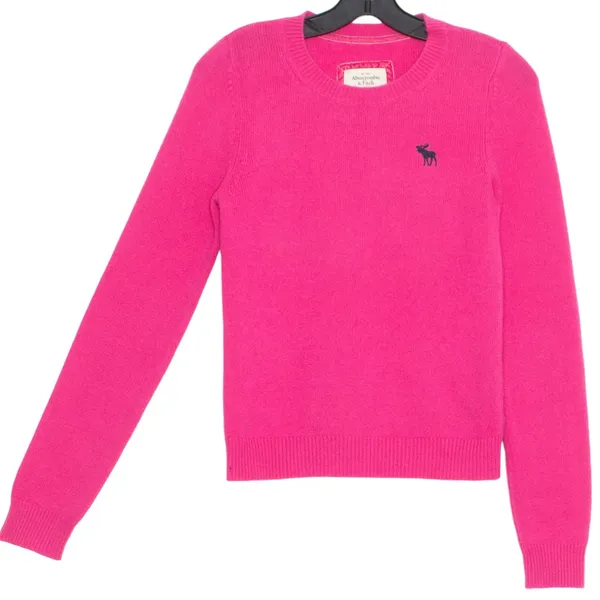 Abercrombie Cashmere Sweater Preppy Y2K Old Money Heritage Minimalist Hot Pink S - Image 2
