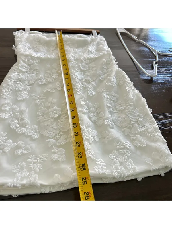Altar'd State White Floral Embroidered Strapless Mini Dress Size M Romantic - Image 6