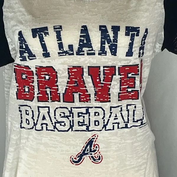 MLB Genuine Merchandise Atlanta Braves Women’s Burnout T-Shirt - Image 2