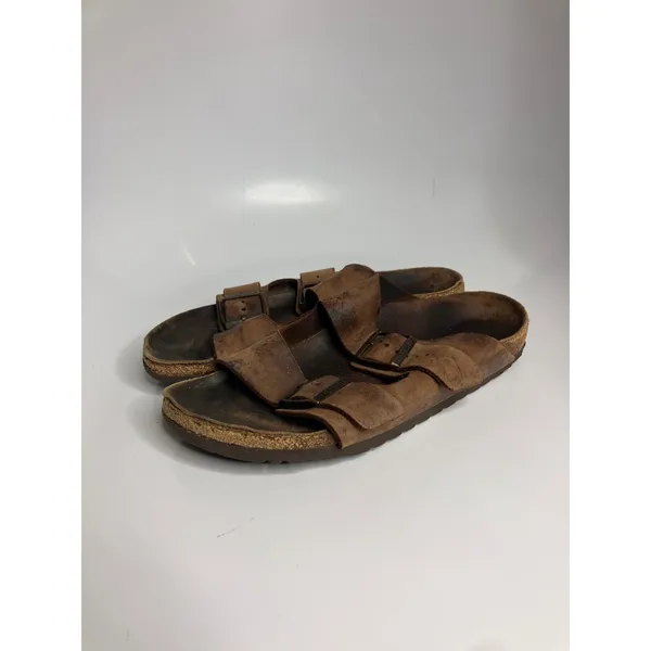 Birkenstock Arizona Sandals Women 41 Brown Fair Leather Two Strap Slides - Image 3
