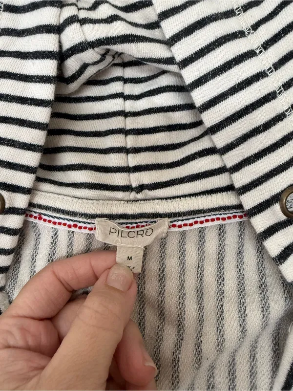 Anthropologie Pilcro Wharfside Hooded Sweatshirt vertical Stripes Beach medium - Image 6