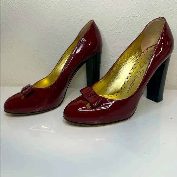 Juicy Couture Dark Red Patent Block Heel Pumps US 6 ~4” Heel - Image 2