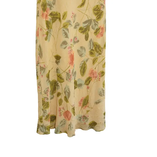 Vintage Floral Crinkle Chiffon Maxi Dress Yellow Peach Short Sleeve‎ 90s Teacher - Image 8