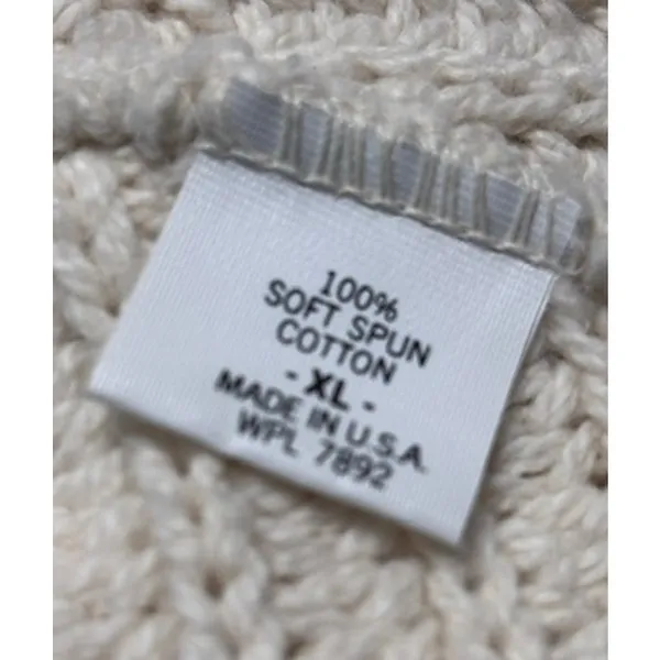 Vintage Sea Boston 100% Cotton Shaker Knit Sweater XL Cream Made in USA Unisex - Image 5