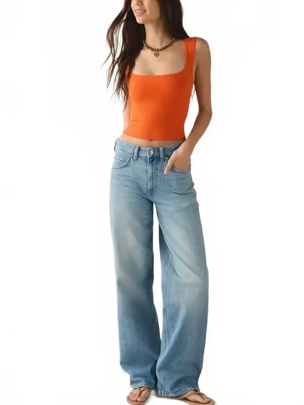 UO BDG Ribbed Square Neck Tank Top Urban Outfitters NWT Red Earth Large - Image 3
