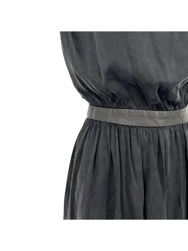 Alice + Olivia Black Silk Dress Cutout Back Leather Trim Mini Size Small Luxury - Image 4
