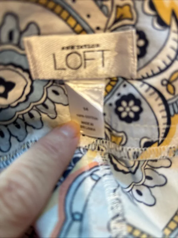 LOFT Paisley A-Line Skirt in Cream, Navy and Blush - Image 4