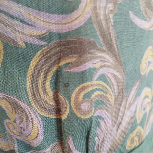Vintage 80s Dress Linen Dress Green Pencil Skirt Floral‎ Short Sleeves Button-Up - Image 13