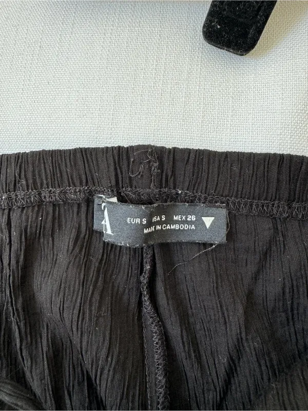 Zara Black Drawstring Crinkle Pants - Image 4