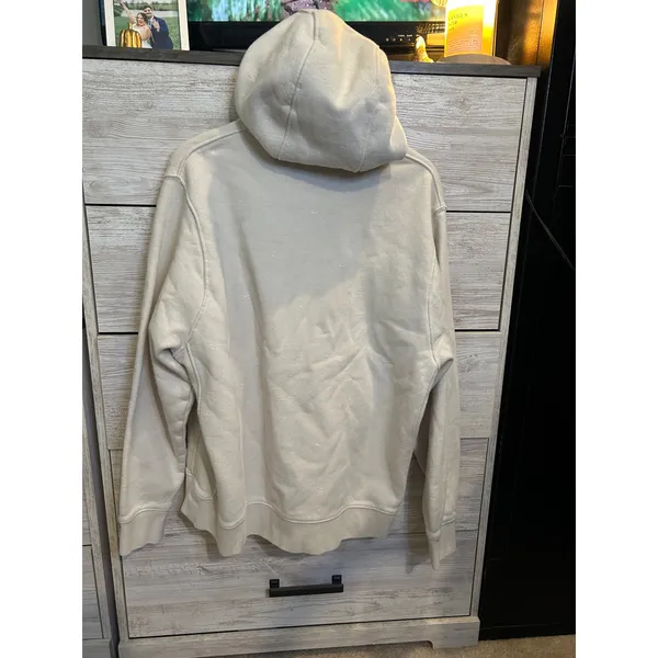 Nike Sportswear All Over Print Swoosh Hoodie Cream Oatmeal Large - Image 7