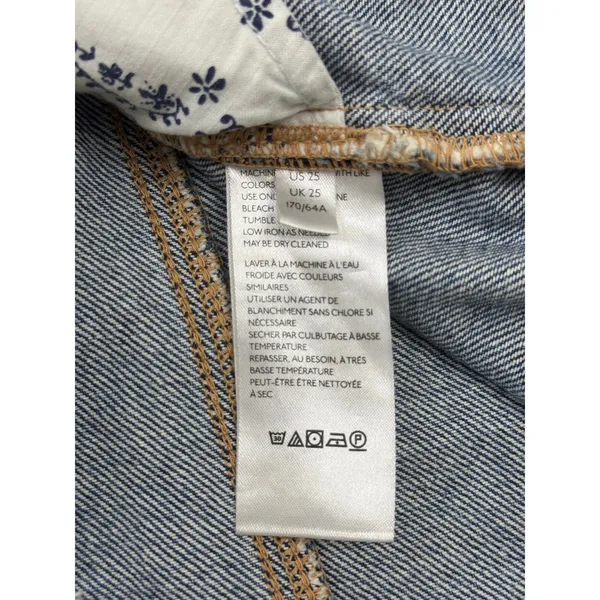 Free People We the Free Bailey Denim Mini Skirt Curved Frayed Hem Size 25 - Image 5