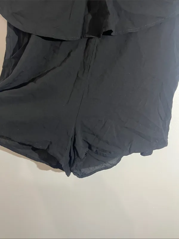 UK2LA Black Draped Off-Shoulder Romper - Image 4