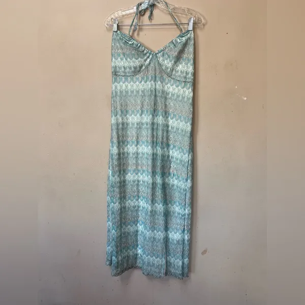 Wild Fable XL Blue Pastel Crochet Halter Midi Dress Boho Beach - Image 3