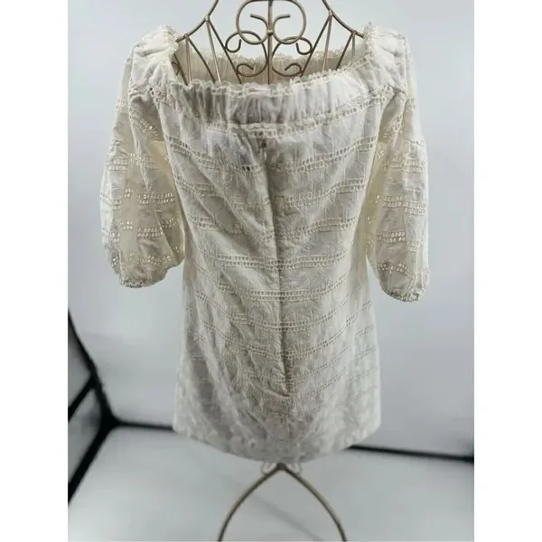 Vince Camuto White Eyelet Off The Shoulder Mini Dress Size 6 Cotton - Image 10