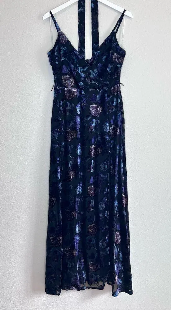 Lulus Pretty Companion Black Floral Velvet Burnout Maxi Dress Size Medium - Image 3