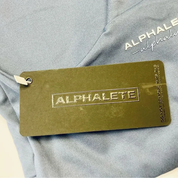 Alphalete Alphalux Sports Bra Women XS Supreme‎ Blue High Neck Racerback Gym Top - Image 5
