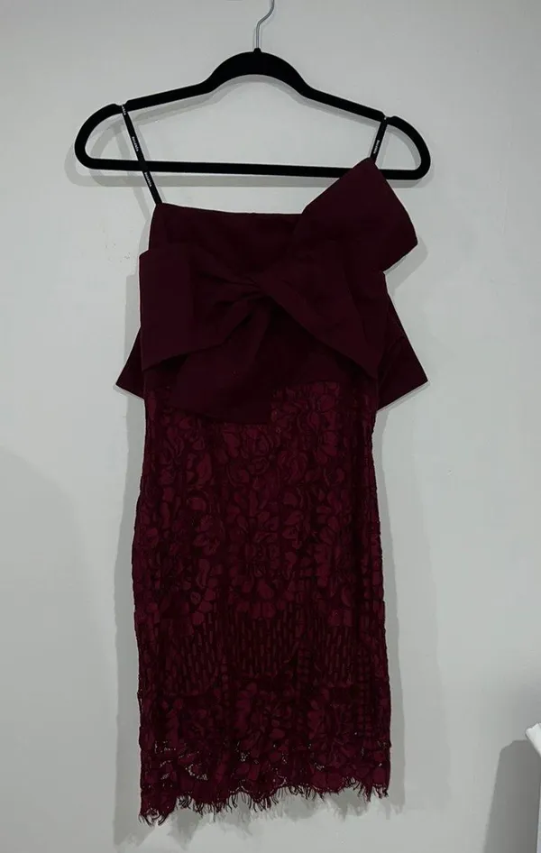 Soieblu burgundy bow front Lace Dress - Image 5