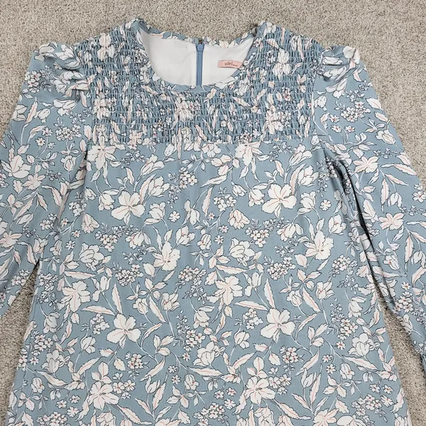 Udel New York Dress Womens M Blue Floral Smocked Puff Sleeve Cottagecore Maxi - Image 4