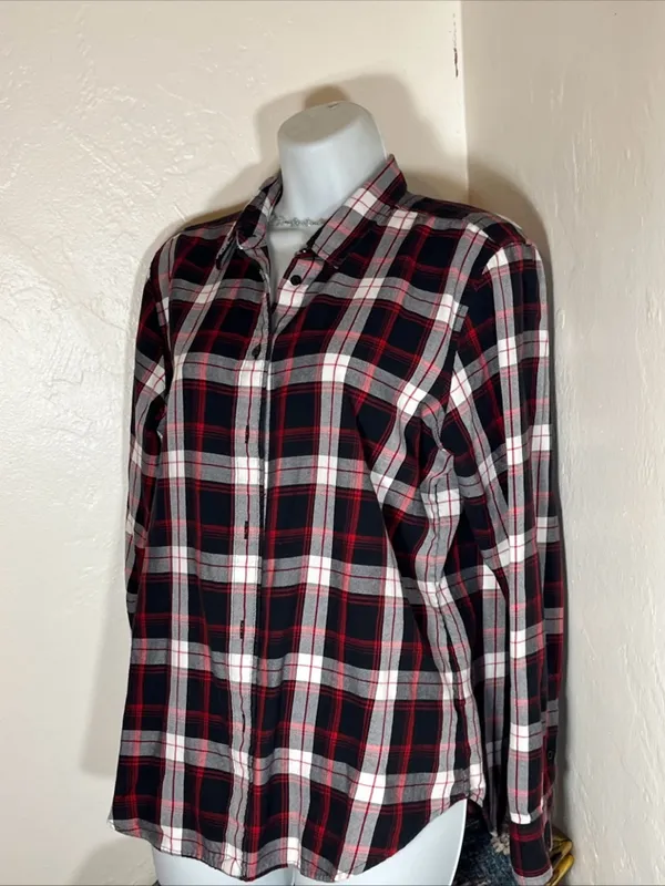 Ralph Lauren Red, Black & White Plaid Button-Down Shirt - Image 4
