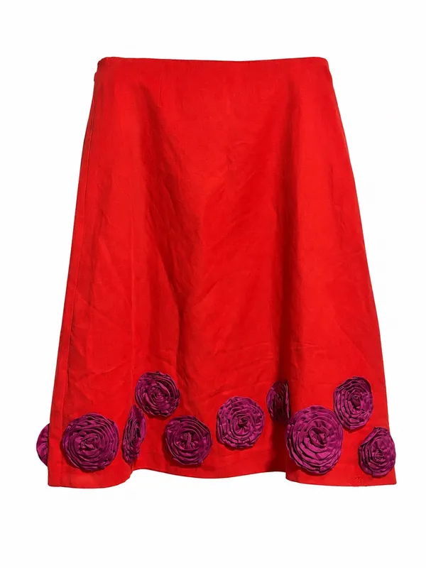 Boden Silk Linen Blend 3D Floral Embellished Skirt | Size 12 Regular | NWT - Image 2