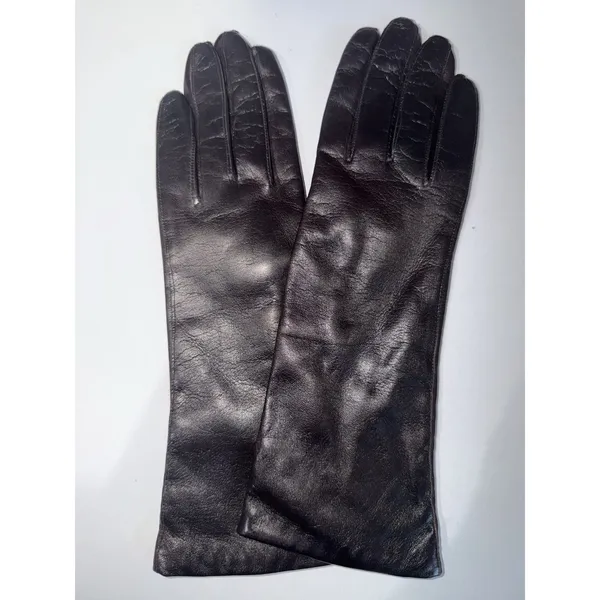 Vintage Womens Size M / 7 Black Soft Leather Formal Mid Length - Image 3