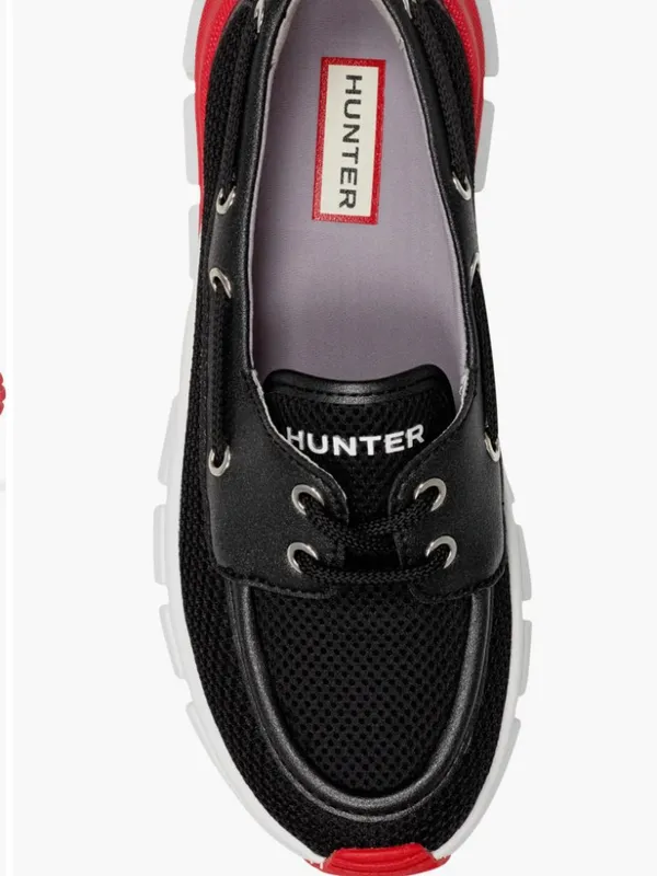 NEW $130 Hunter Sasa Boat Shoe 7 M, BLACK Red Water-Resistan Lug Sole - Image 3