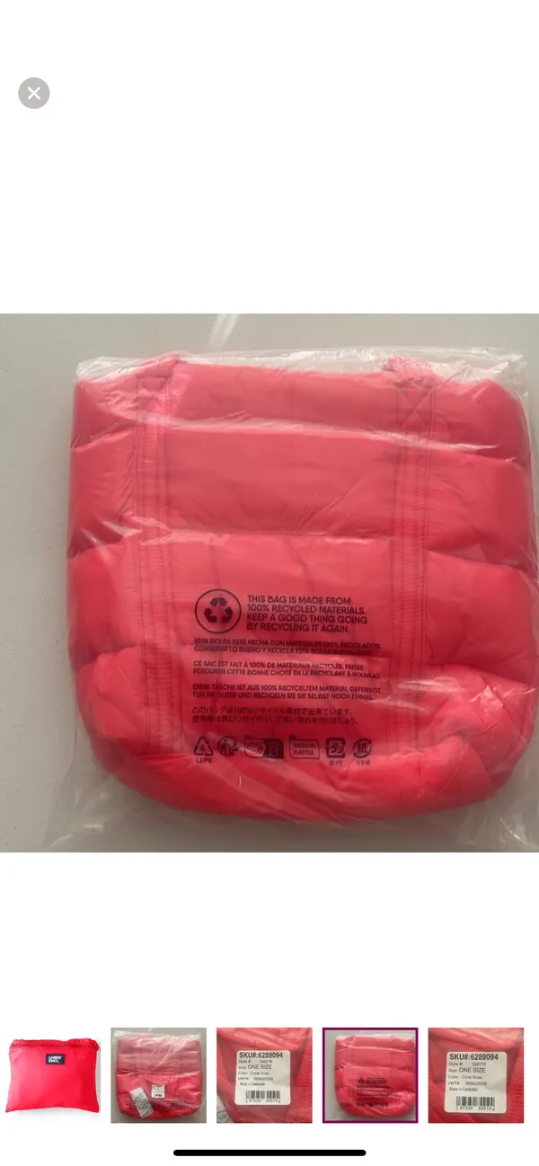 (NWT) Lands’ End Wanderweight Ultralight Packable Tote Bag in Coral Rose - Image 5