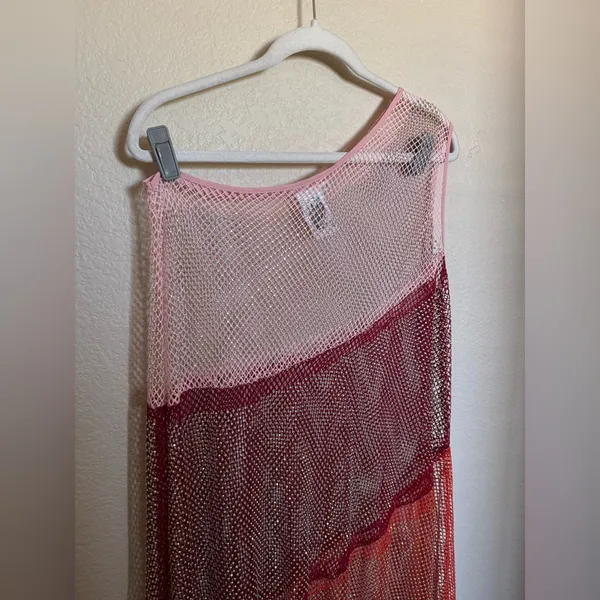Queen of Sparkles beaded Mesh One Shoulder Asymmetrical‎ Swim Coverup Sz M - Image 3