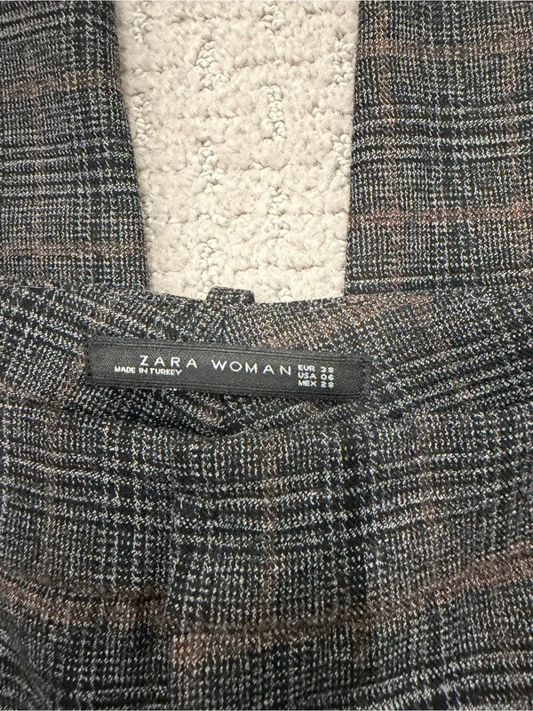 Zara Plaid Chino Fit Slacks - Size 6 - Image 3