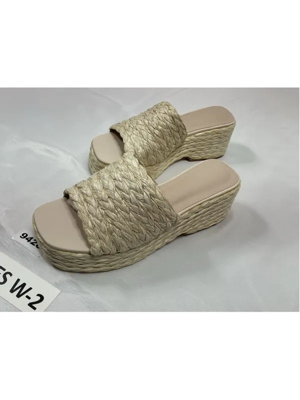 Womans New Platform Wedge Espadrille Sandals 10 Natural Woven - Image 3
