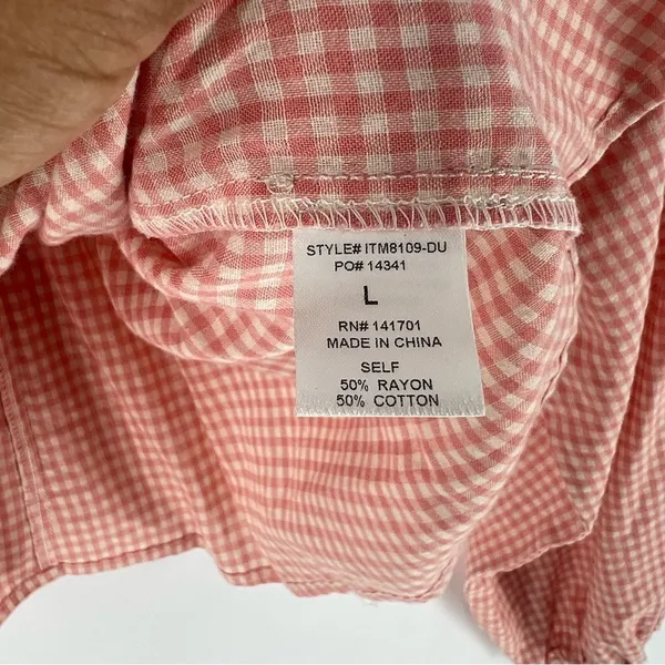 Forever Sunny Smocked Gingham Blouse Petal Pink Balloon Sleeves Peasant Milkmaid - Image 11