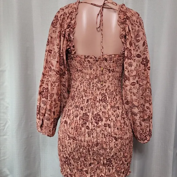Free People Smock It To Me Mini Dress Women's‎ Size Medium Apricot Combo NWT - Image 4
